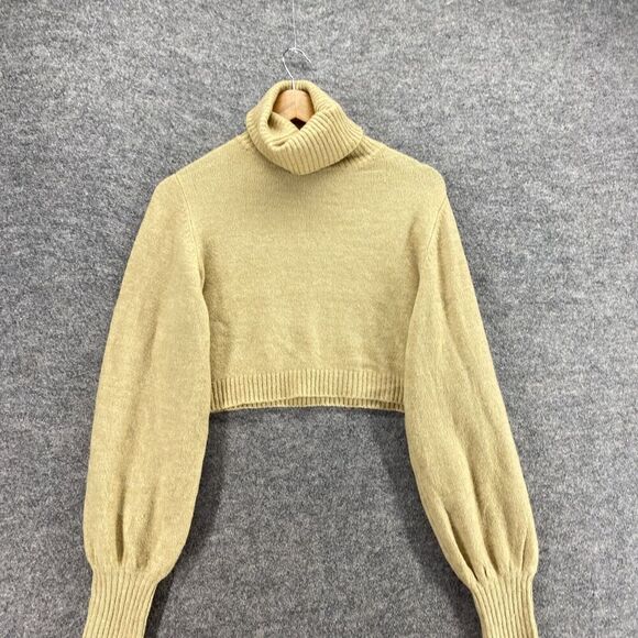 Princess Polly Sweater Pullover Women 2 Beige Knit Turtleneck Long Sleeve Crop - Picture 3 of 9